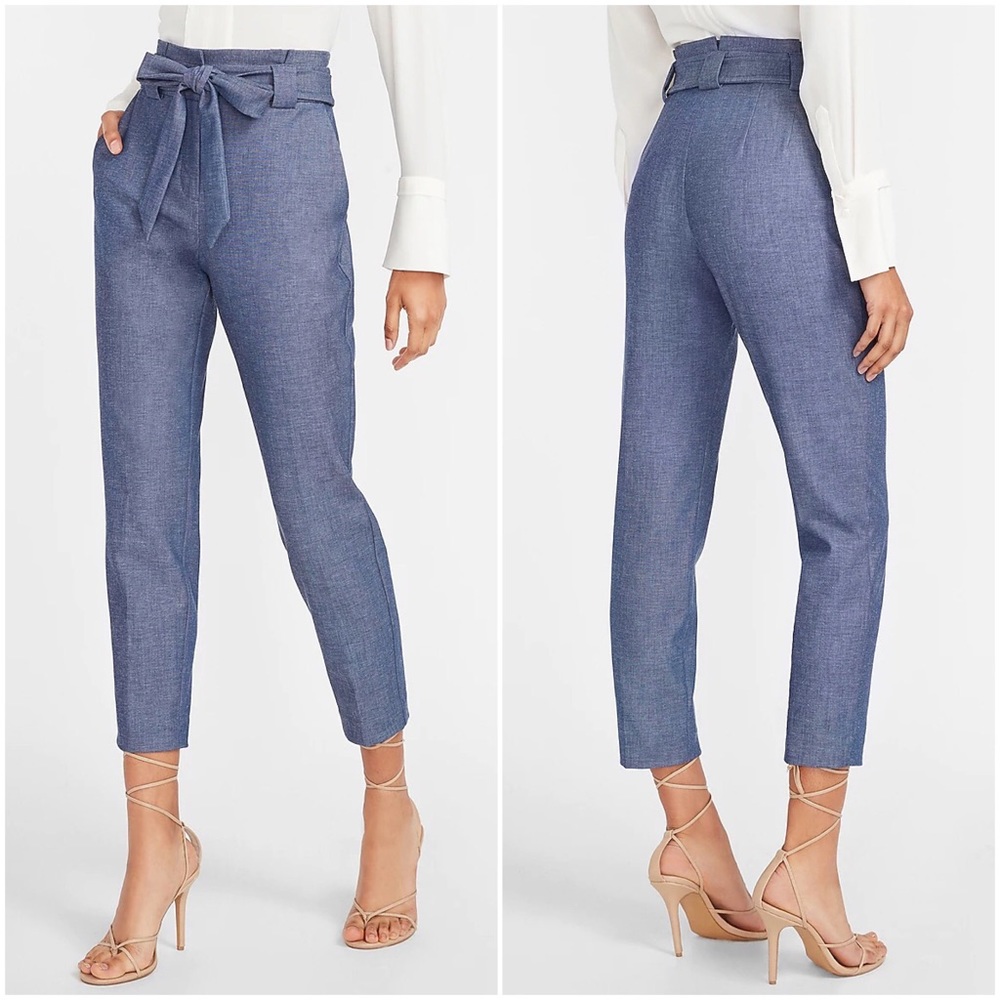 Express Linen High Rise Paperbag Waist Pant
